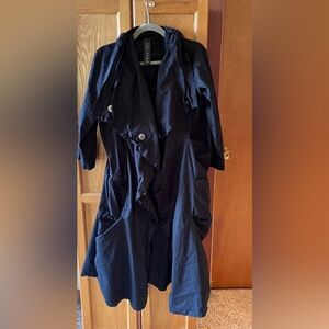 Kaliyana long architected matte black cotton coat